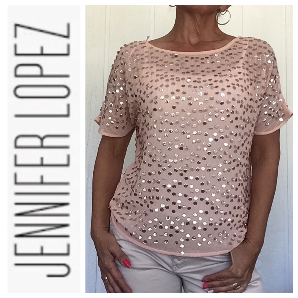JENNIFER LOPEZ PINK SPARKLE TOP SMALL